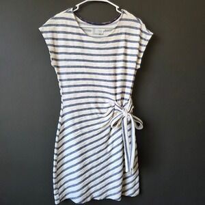 Saturday Sunday Anthropologie Striped Side Tie Terry Knit Dress Blue White Small